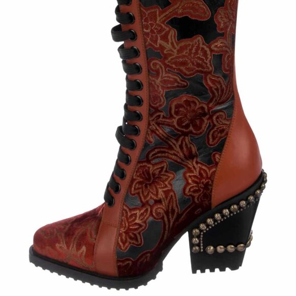 Chloe - Rylee Baroque Velvet Combat Boot U.S size 10 - Picture 3 of 16